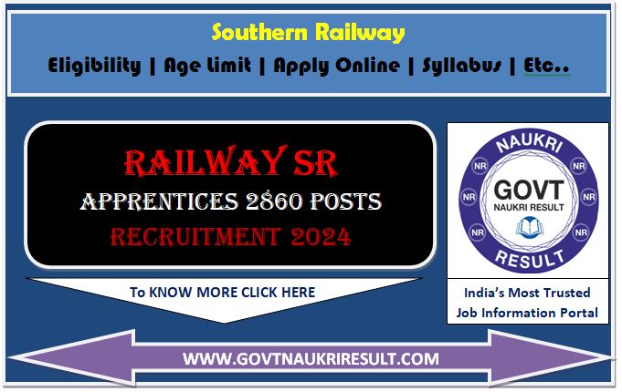 Southern Railway Apprentices Online Form 2024  