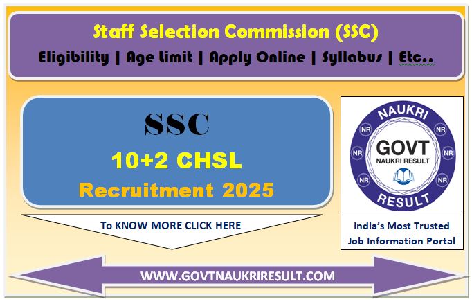  SSC 10+2 CHSL Online Form 2025 | Higher Secondary Level 