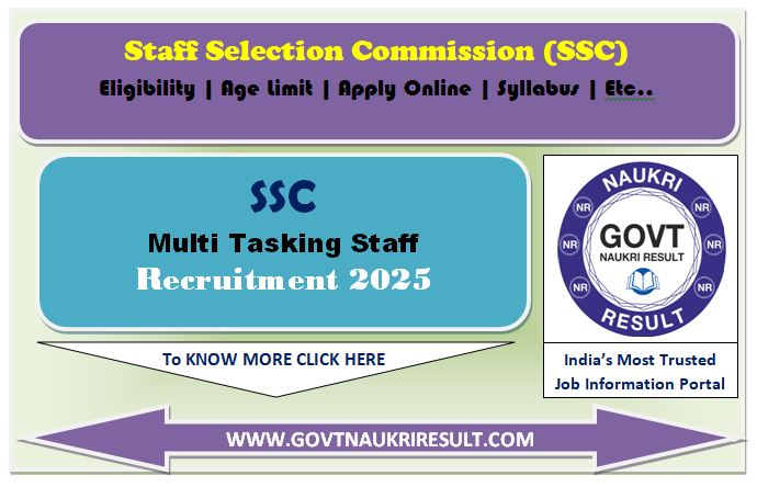  SSC Multi Tasking Staff MTS Online Form 2025 