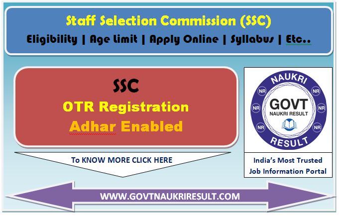  SSC One Time Registration OTR 2025 Aadhar Enabled 