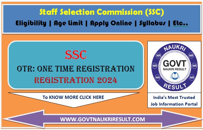  SSC One Time Registration OTR Online Form 2024 