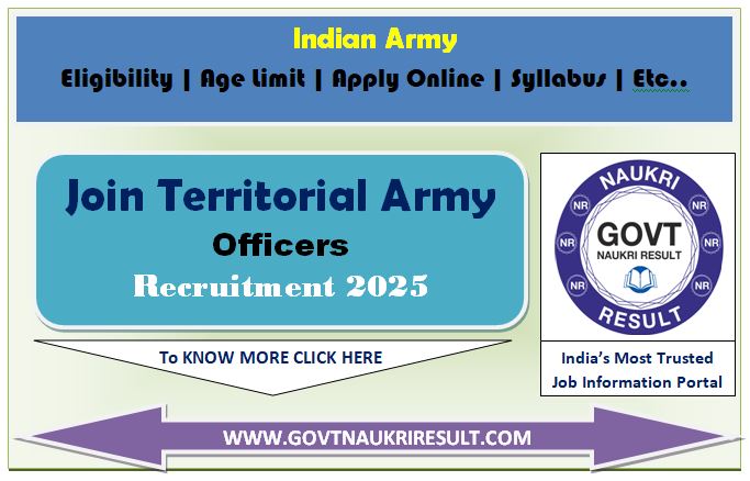  Territorial Army Officer Online Form 2025 