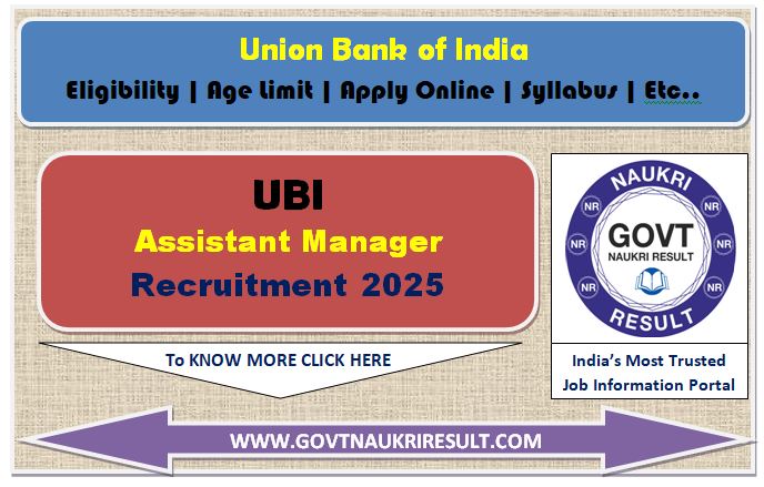  Union Bank of India Assistant Manager Online Form 2025 