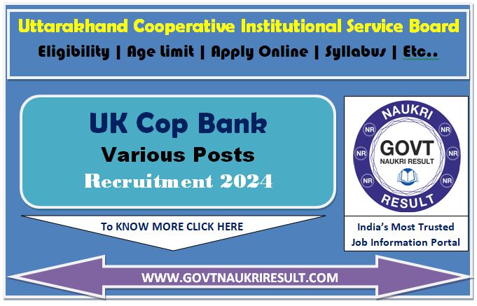  Uttarakhand Cooperative Bank Various Post Online Form 2024  