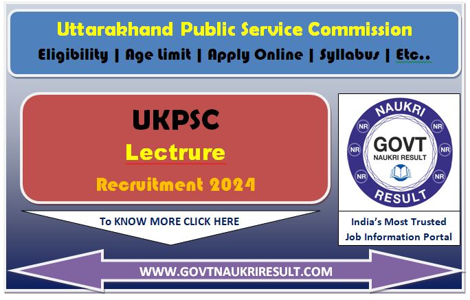  UKPSC Lecturer Govt Polytechnic Online Form 2024 