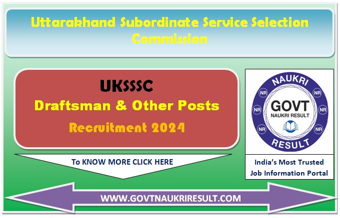  UKSSSC Draftsman and Other Post Online Form 2024  