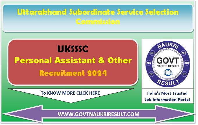  UKSSSC Personal Assistant Online Form 2024  