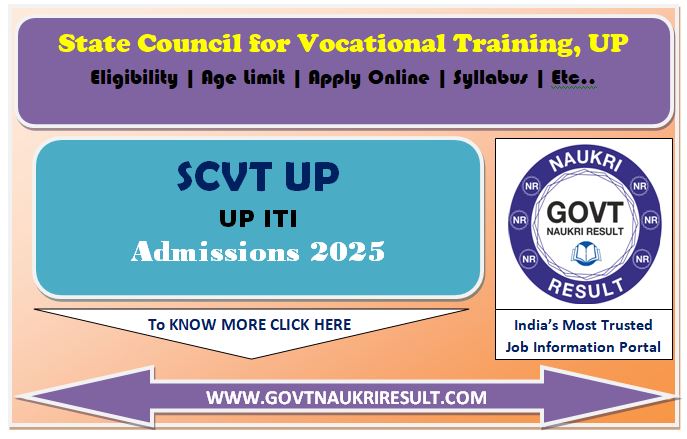  UP SCVTUP ITI Admissions Online Form 2025 