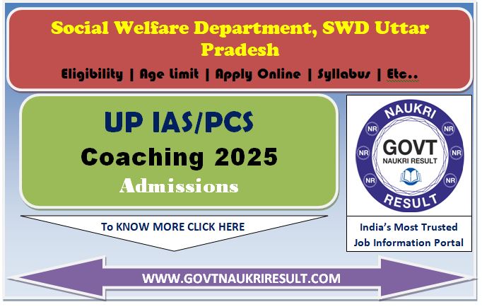  SWD UP IAS / PCS Free Coaching Online Form 2025 