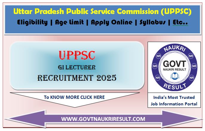  UPPSC GIC Lecturer Government Inter College Online Form 2025 