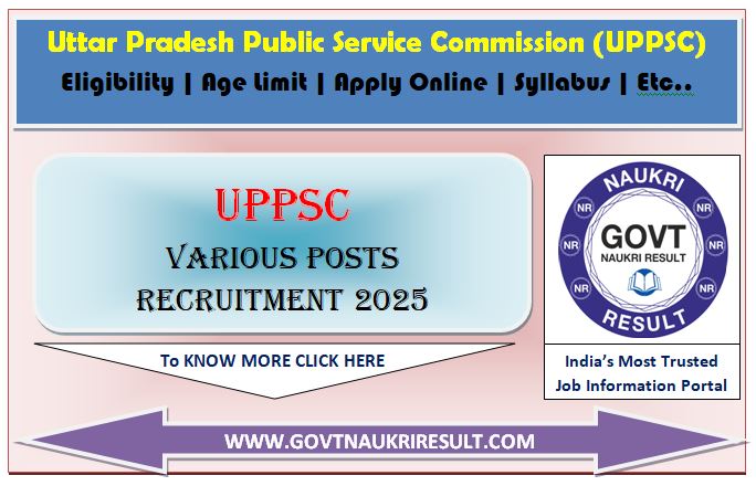  UPPSC Various Post Direct Recruitment Online Form 2025 