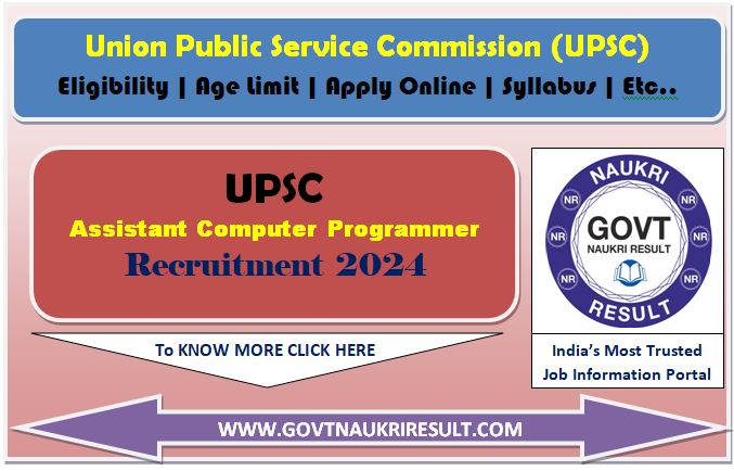  UPSC Assistant Programmer in CBI Online Form 2024 