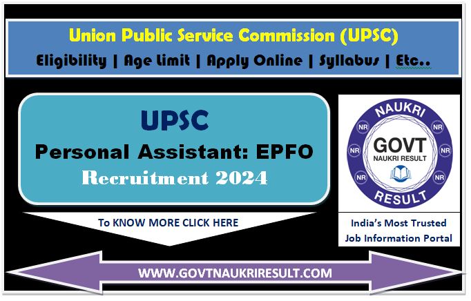  UPSC EPFO Personal Assistant Online Form 2024  
