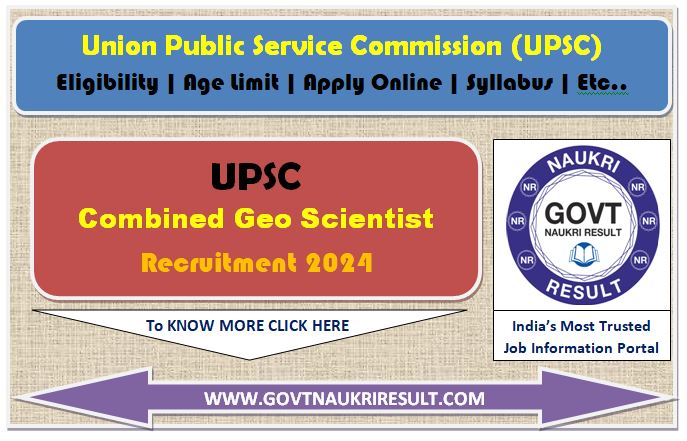  UPSC Geo Scientist Exam 2025 Online Form  