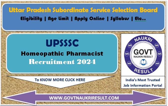  UPSSSC Homeopathic Pharmacist Online Form 2024  