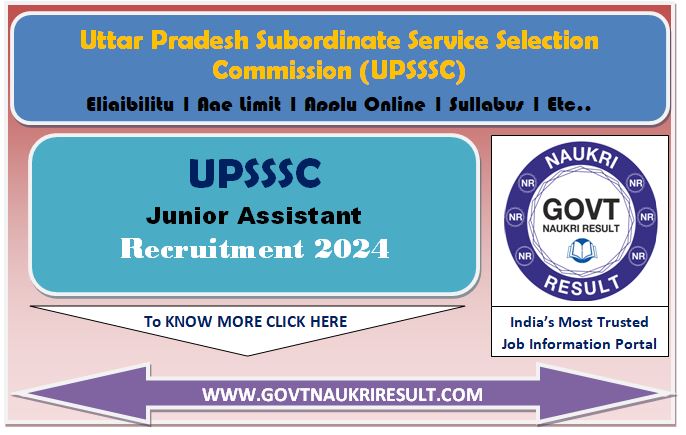  UPSSSC 10+2 Junior Assistant Online Form 2024 