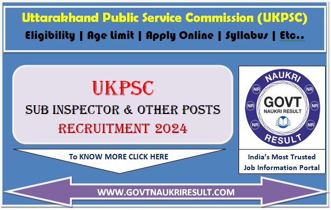  UKPSC Uttarakhand Police Sub Inspector Online Form 2024 