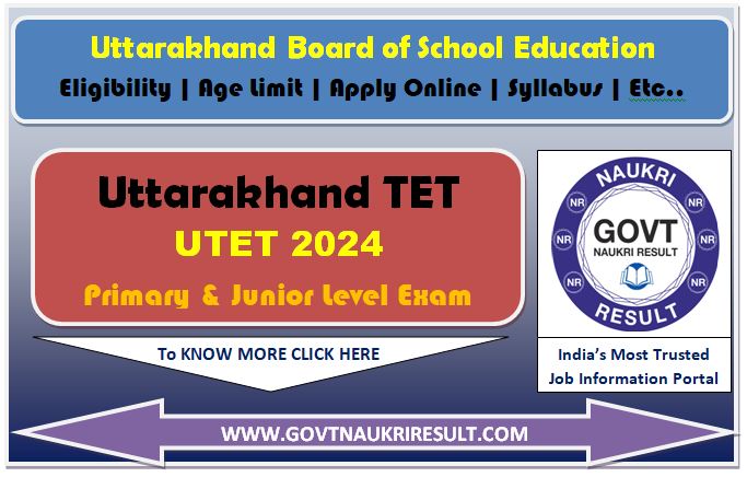  Uttarakhand TET UTET Online Form 2024  