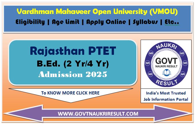  Rajasthan BEd PTET Online Form 2025 