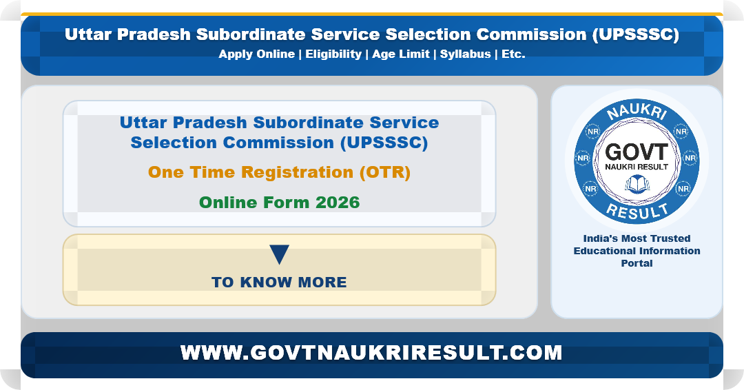 UPSSSC One Time Registration OTR Online Form 2026
