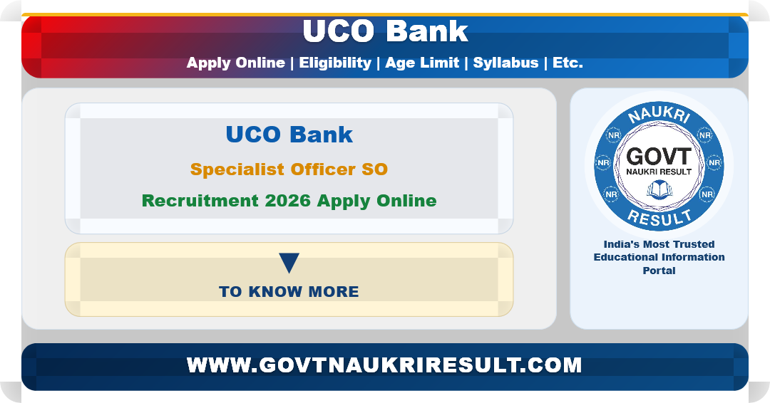 UCO Bank Specialist Officer SO Recruitment 2026 Apply Online for 20 Post