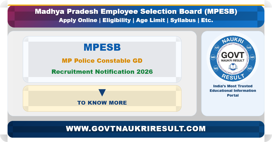 MPESB MP Police Constable General Duty Recruitment 2026 Apply Online for 7500 Post