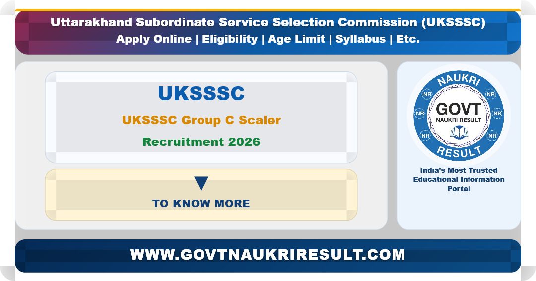 UKSSSC Group C Scaler Uttarakhand Forest Development Corporation Recruitment 2026 Apply Online for 200 Post