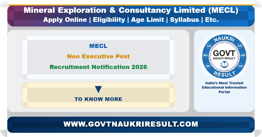 MECL Non-Executive Recruitment 2026 Apply Online for 122 Post