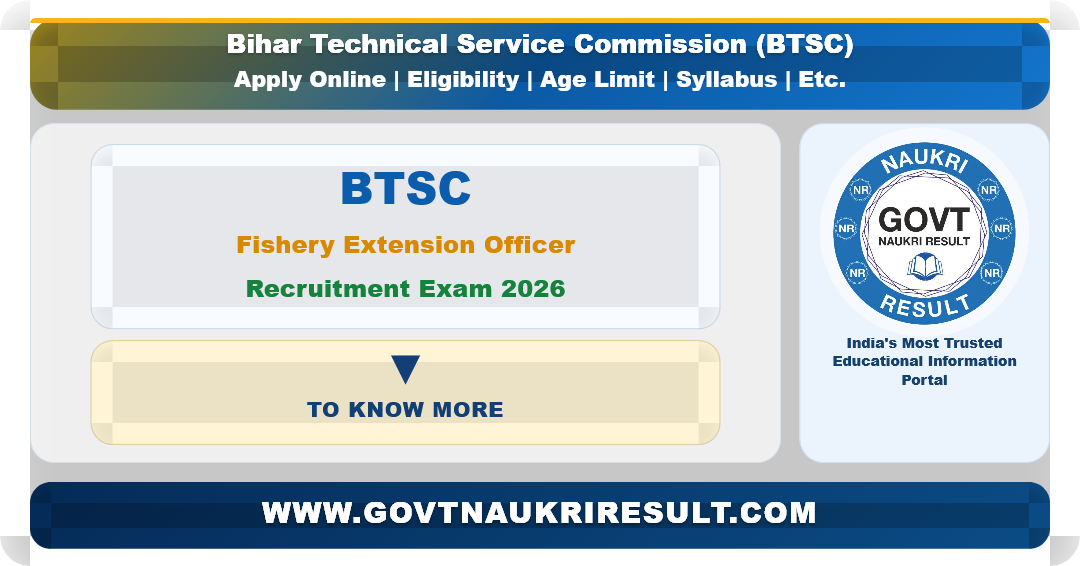 Bihar BTSC Fishery Extension Officer Recruitment 2026 Apply Online for 231 Post